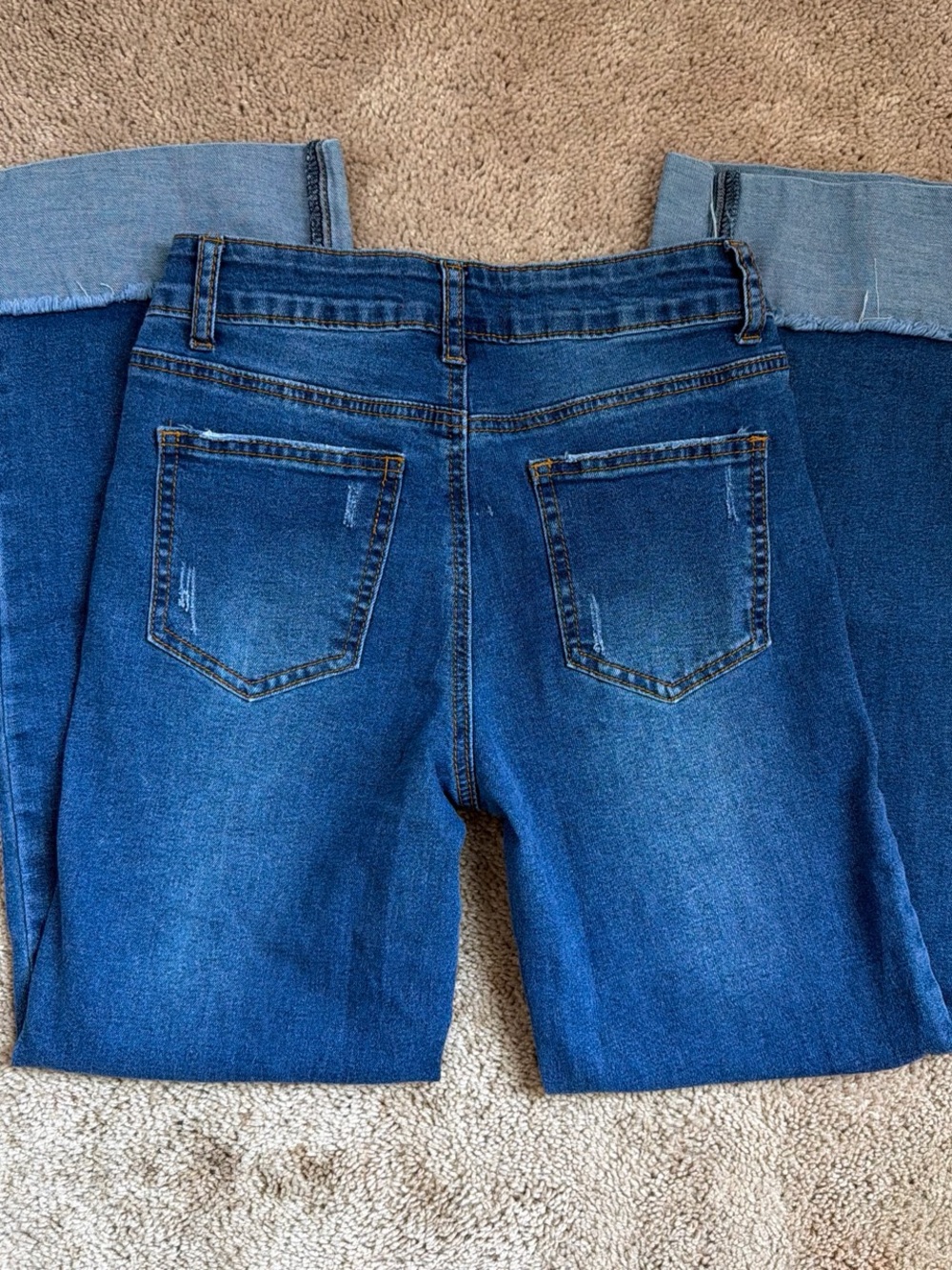 GOGO Dark Blue Cropped Frayed Hem Jeans - Picture 2 of 4